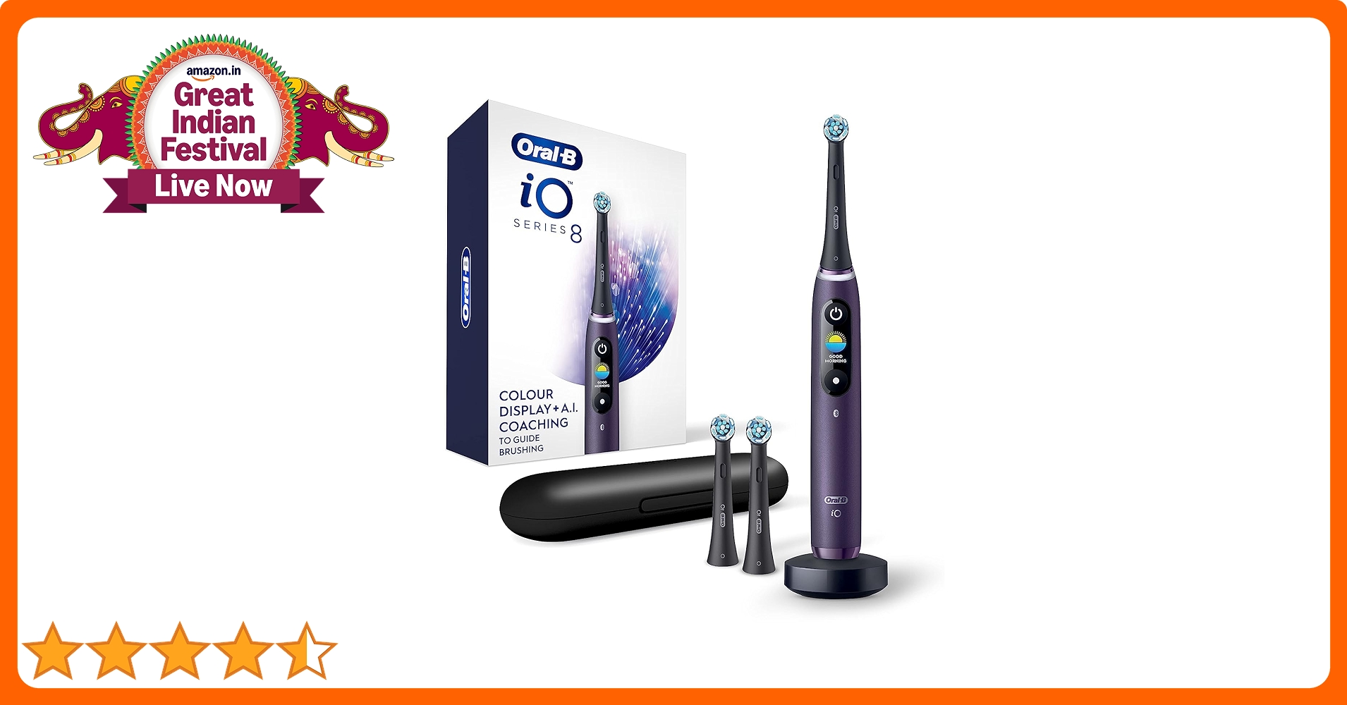 【新品】Oral-B iO Series 8 Violet Ametrine Oral-B Io Series 8 Electric Toothbrush With 2 Replacement